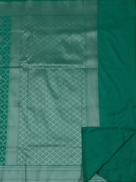 Pothys Green & Silver-Toned Art Silk Woven Design Saree