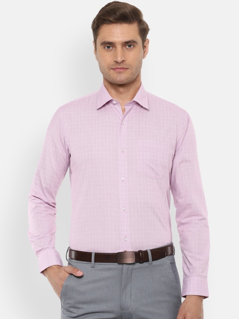 Van Heusen Men Pink Slim Fit Checked Formal Shirt