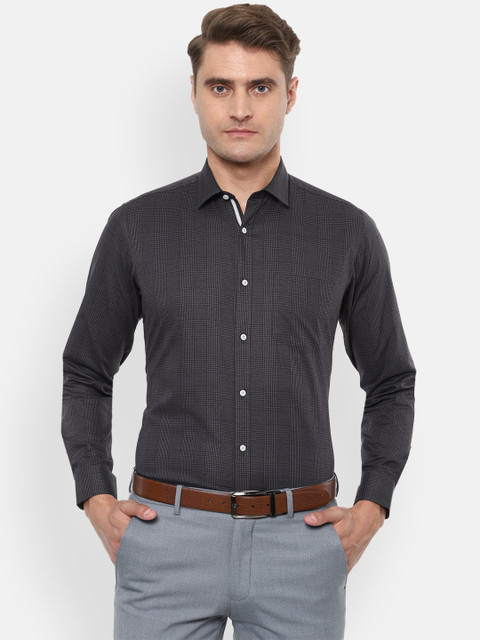 

Van Heusen Men Grey Regular Fit Checked Formal Shirt