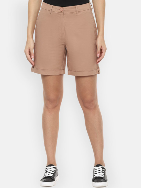 

Van Heusen Woman Women Beige Solid Regular Fit Regular Shorts