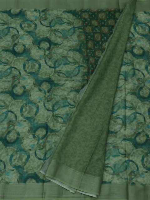 

Pothys Green Printed Linen Blend Saree