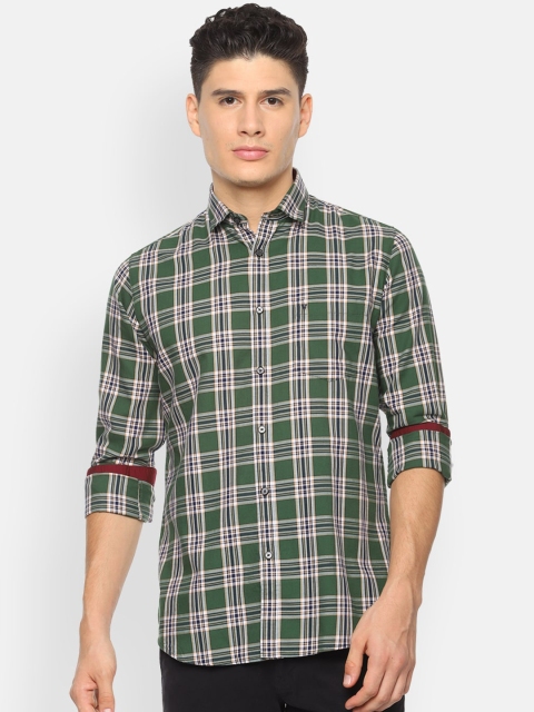 

Van Heusen Sport Men Green & White Slim Fit Checked Casual Shirt