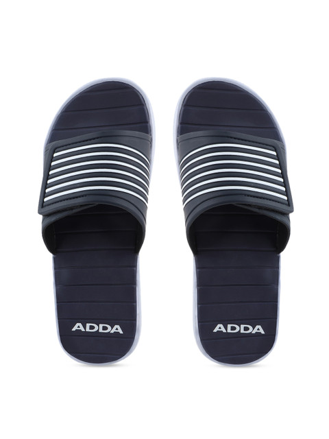 

Adda Men Navy Blue Self Design Sliders