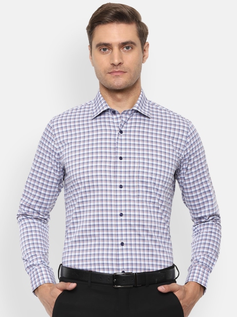 

Van Heusen Men White & Blue Slim Fit Checked Formal Shirt