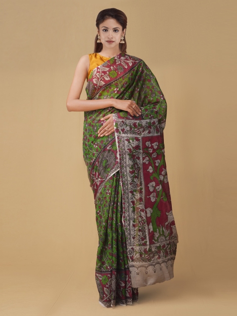 

Unnati Silks Green & Pink Pure Cotton Printed Kota Saree