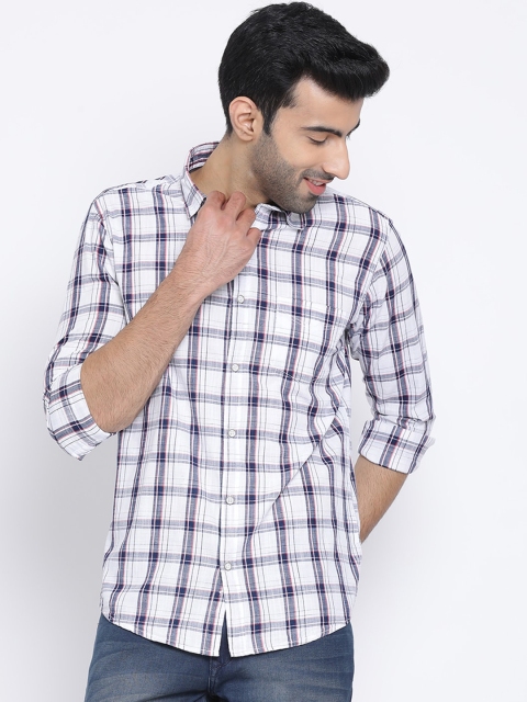 

Richlook Men White & Blue Slim Fit Checked Casual Shirt