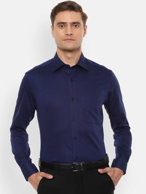 

Louis Philippe Men Navy Blue Regular Fit Self Design Formal Shirt