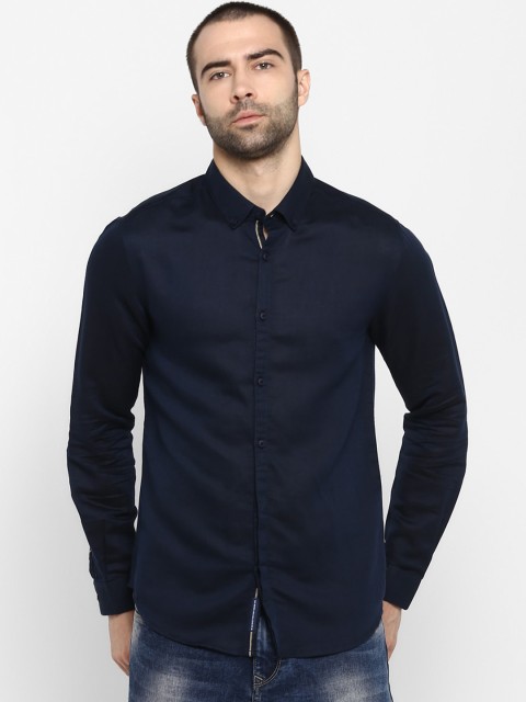 

SPYKAR Men Navy Blue Slim Fit Solid Casual Shirt