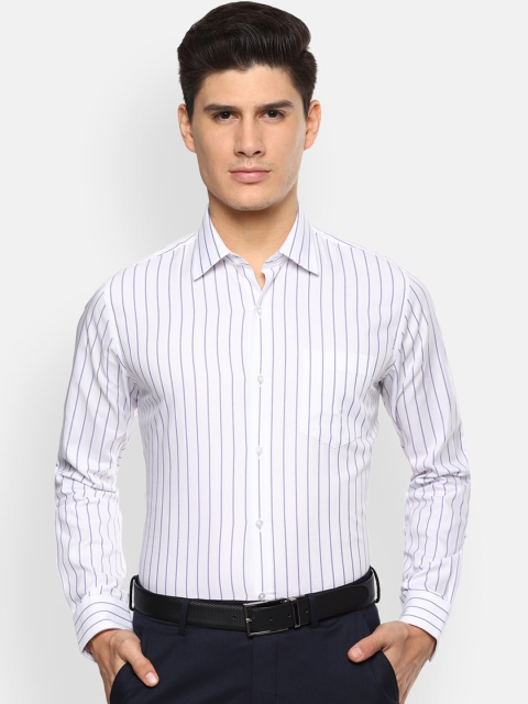 

Van Heusen Men White & Purple Slim Fit Striped Formal Shirt