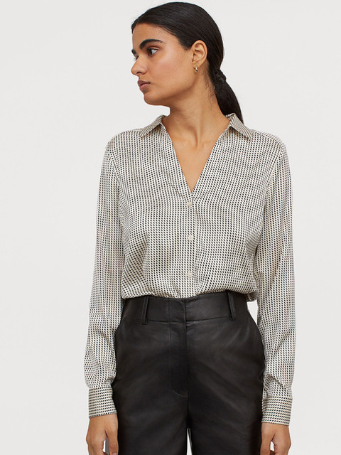 

H&M Women Off-White V-Neck Blouse