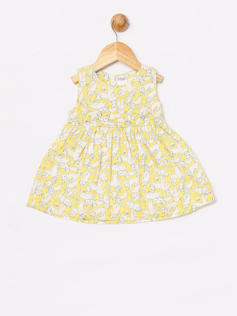 

NAUTI KIDZ Girls Yellow Printed A-Line Dress