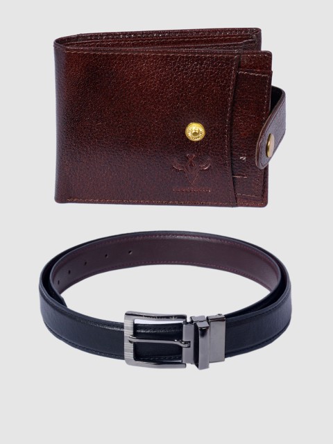 

Krosshorn Men Brown & Navy Blue Leather Accessory Gift Set