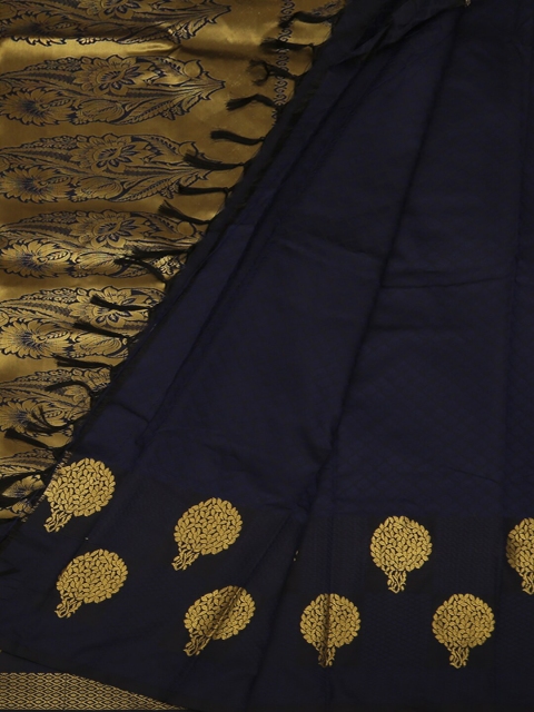 

Pothys Navy Blue & Gold-Toned Art Silk Woven Design Saree