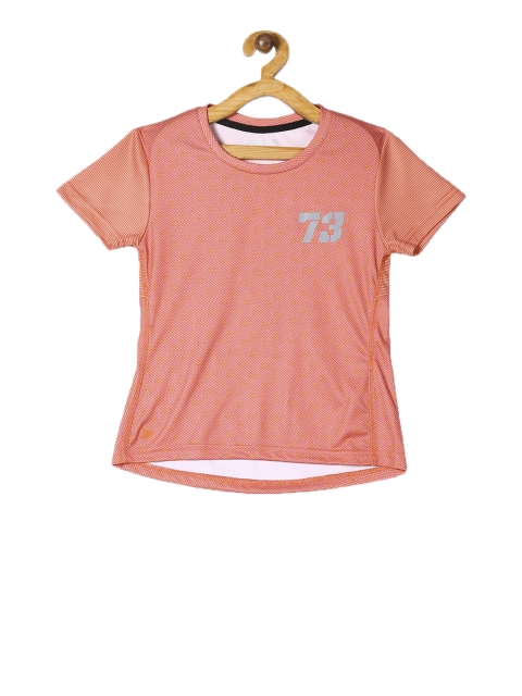 

Cherokee Girls Orange Checked Round Neck T-shirt