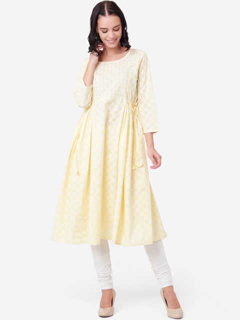 

IMARA Women Yellow Printed Anarkali Kurta