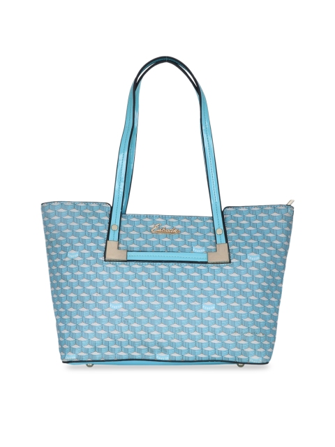 ESBEDA Blue & White Printed Tote Bag