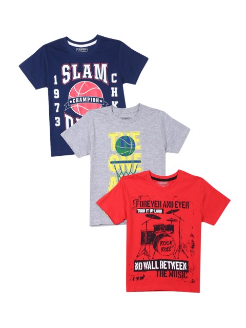 

Cherokee Boys Multicoloured Set of 3 Printed Round Neck T-shirt, Multi