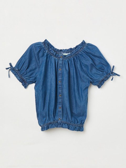 

Bossini Girls Blue Solid Blouson Top