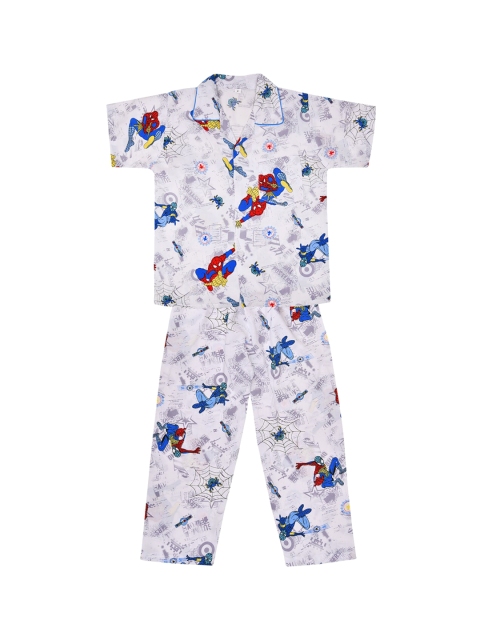 

Wish Karo Boys White & Grey Spiderman Printed Nightsuit