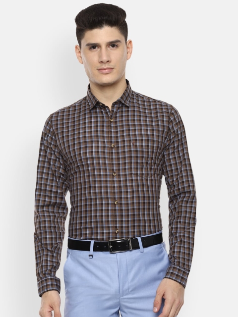 

Van Heusen Sport Men Brown & Blue Slim Fit Checked Formal Shirt