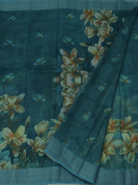 

Pothys Blue & Beige Linen Blend Woven Design Saree