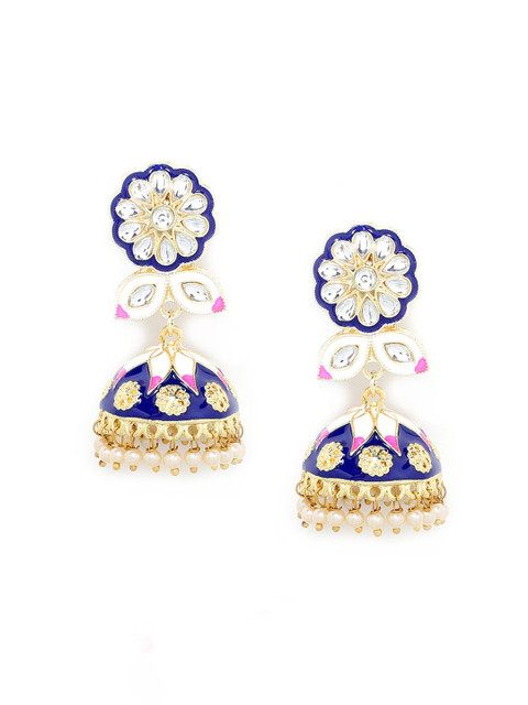 

Kairi Blue & White Dome Shaped Jhumkas