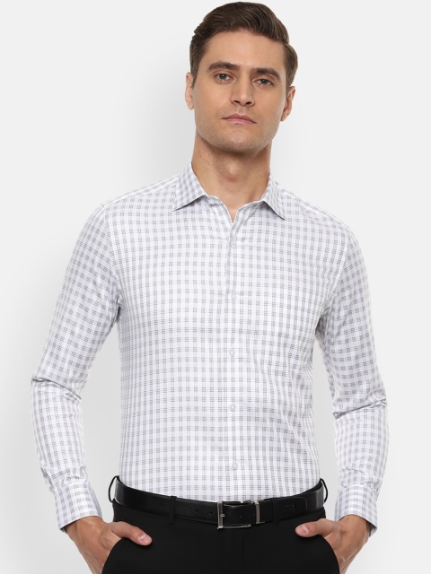 

Louis Philippe Men White & Grey Regular Fit Checked Formal Shirt