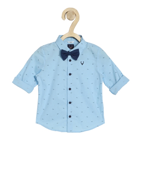 

Allen Solly Junior Boys Blue Slim Fit Printed Casual Shirt with Bow