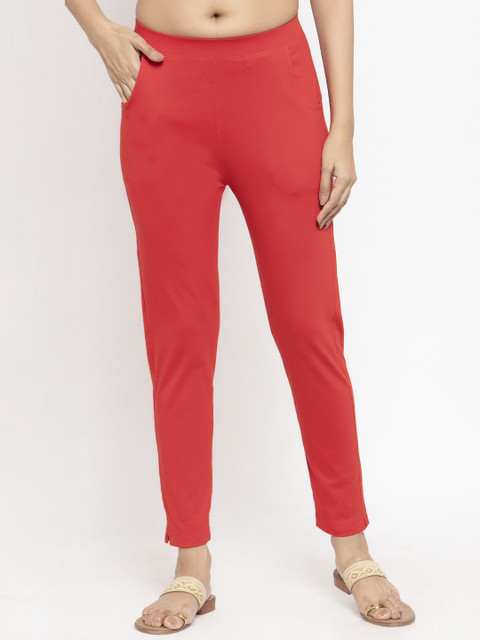 

NEUDIS Women Red Solid Ankle-Length Leggings