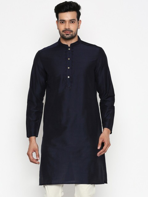 

indus route by Pantaloons Men Blue Solid Straight Kurta