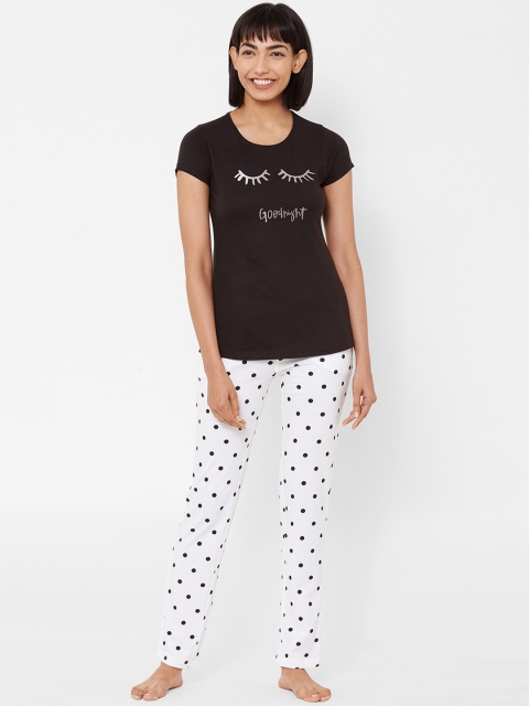 

Sweet Dreams Women Black & White Printed Night suit