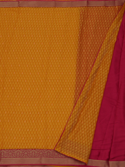 

Pothys Mustard & Pink Poly Georgette Woven Design Saree