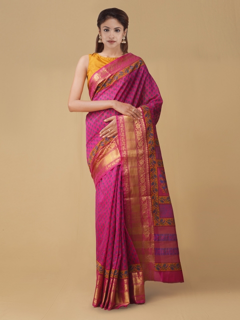 

Unnati Silks Pink Woven Design Silk Cotton Saree