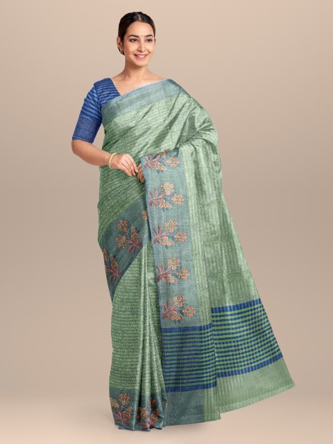 

KLM Fashion Mall Green Woven Design Organza Saree