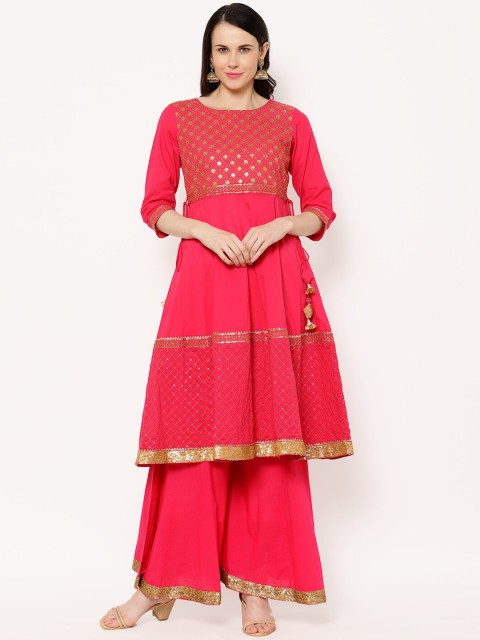 

Ramas Women Pink Embroidered Kurta with Dhoti Pants