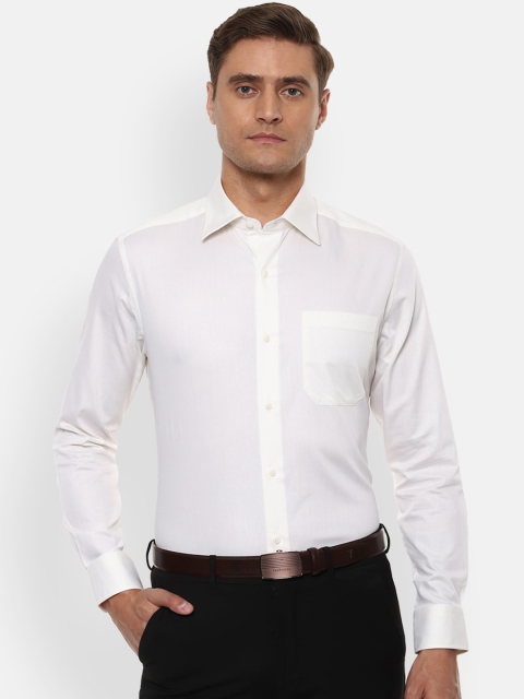 Louis Philippe Men White Regular Fit Printed Formal Shirt