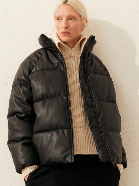 

H&M Women Black Solid Puffer Jacket
