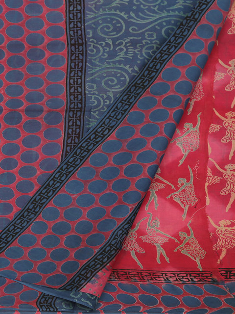 

Pothys Pink & Red Pure Cotton Solid Saree