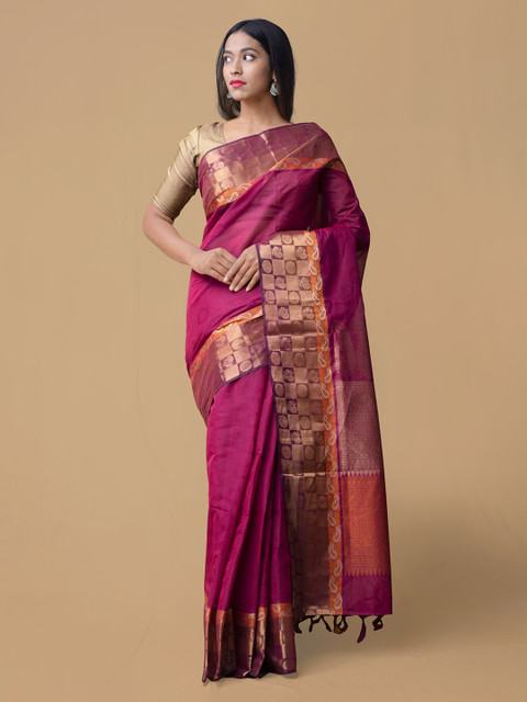 

Unnati Silks Pink Woven Design Pure Cotton Saree