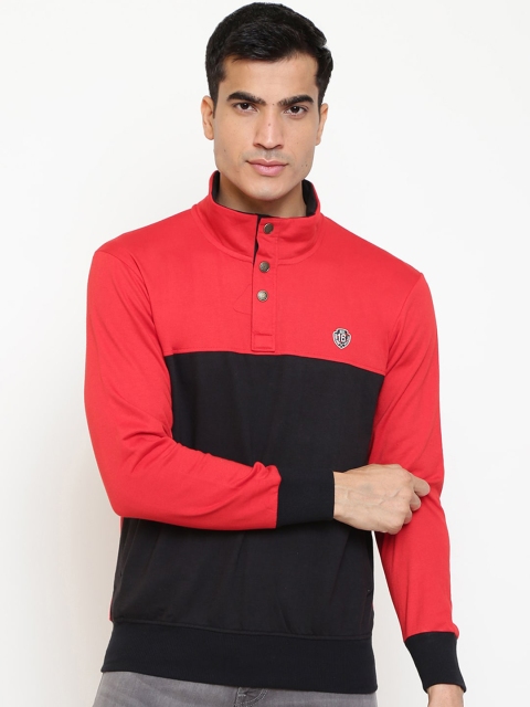 

GHPC Men Red & Black Colourblocked Sweatshirt