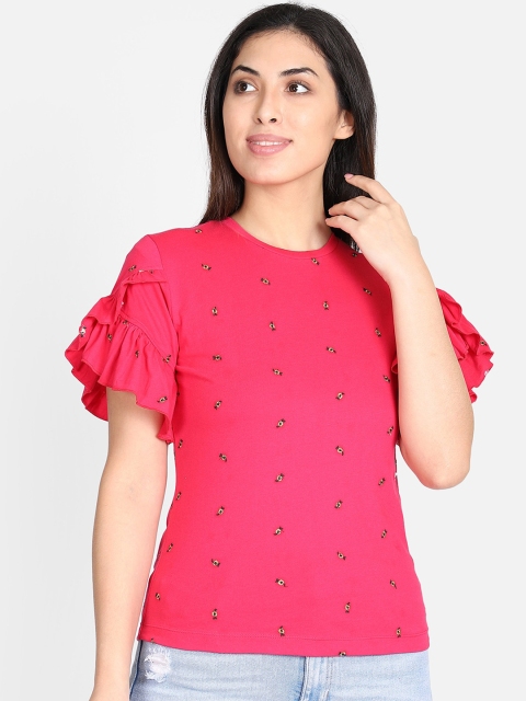 

Yaadleen Women Magenta Self Design Top