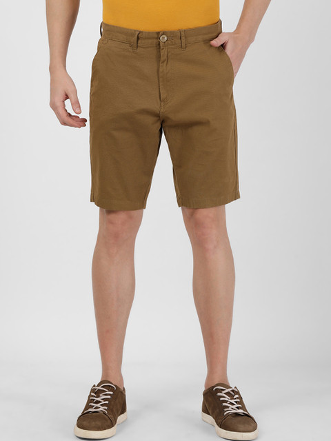 

t-base Men Olive Brown Solid Slim Fit Shorts