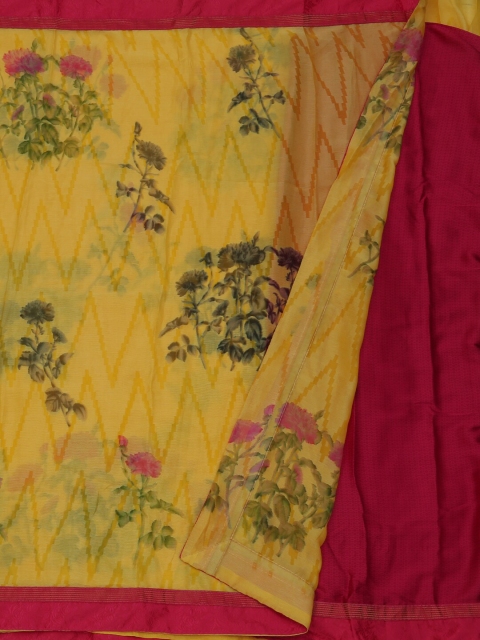 

Pothys Yellow & Green Poly Georgette Printed Saree