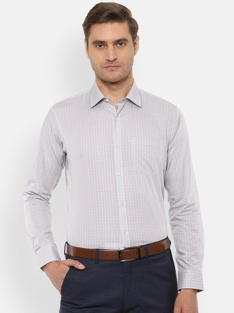 

Van Heusen Men Grey Slim Fit Checked Formal Shirt
