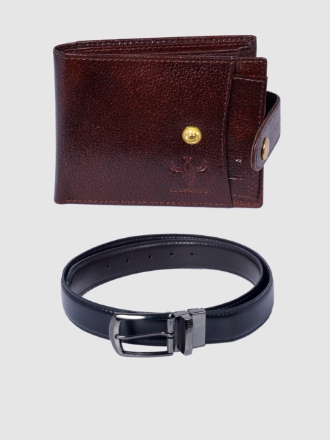 

Krosshorn Men Brown & Black Leather Accessory Gift Set
