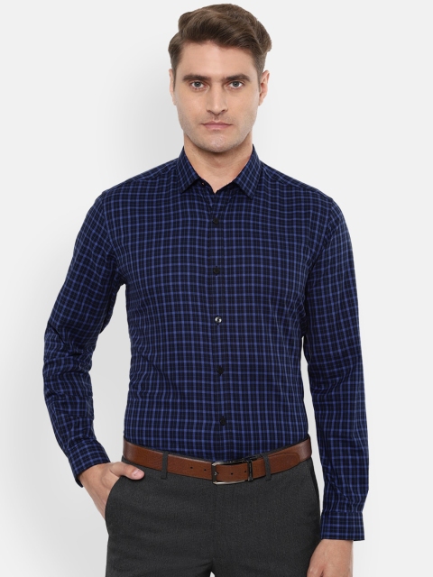 

Louis Philippe Men Navy Blue Slim Fit Checked Formal Shirt