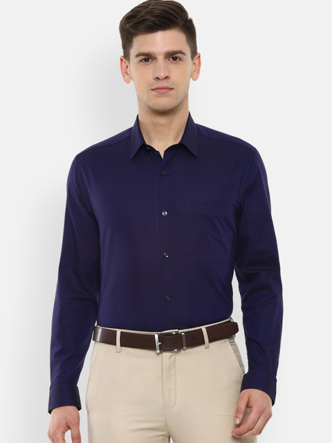

Louis Philippe Men Navy Blue Regular Fit Printed Formal Shirt
