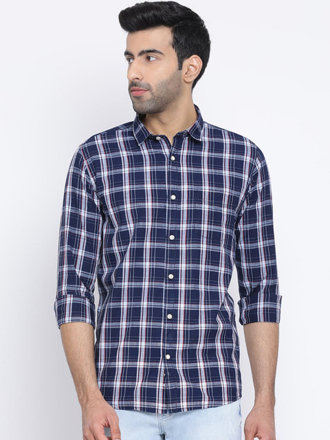 

Richlook Men Blue & White Slim Fit Checked Casual Shirt