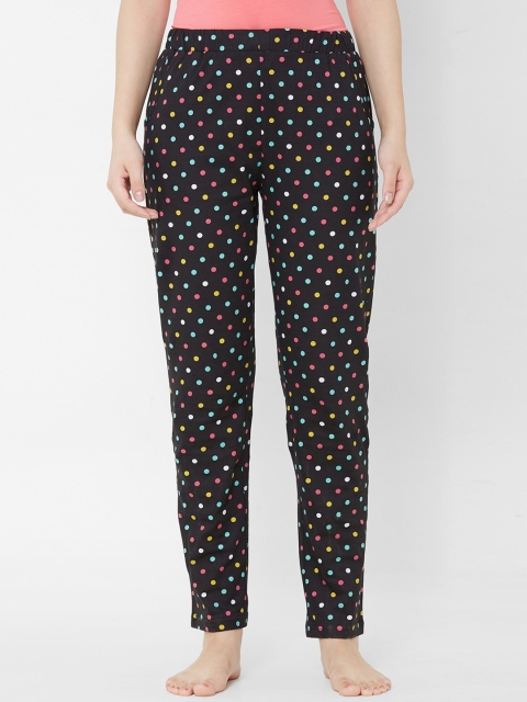 

Sweet Dreams Women Black Polka Dot Printed Lounge Pants
