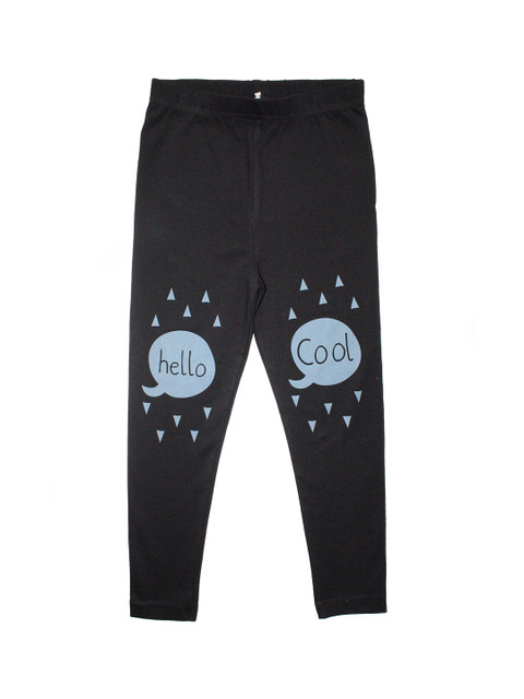 

KiddoPanti Girls Black & Blue Printed Ankle-Length Leggings